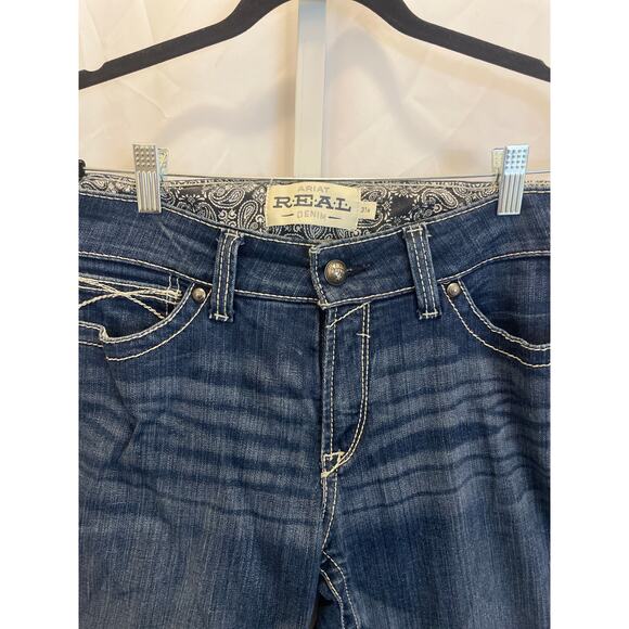 Ariat Real Straight Icon Jeans - Womens Size 31R - Blue - Picture 3 of 12
